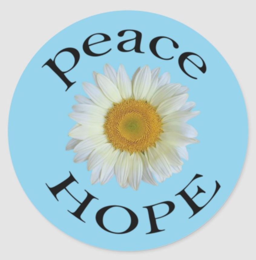 3-pack PEACE HOPE WHITE SUNFLOWER VINYL STICKER