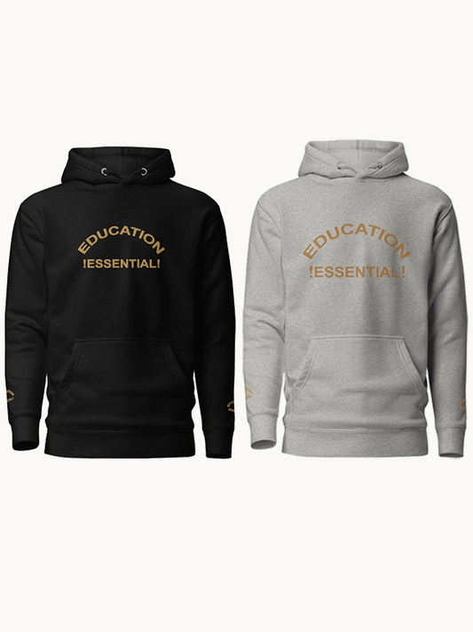 Education Essential Embroidered Hoodie - Black & Grey