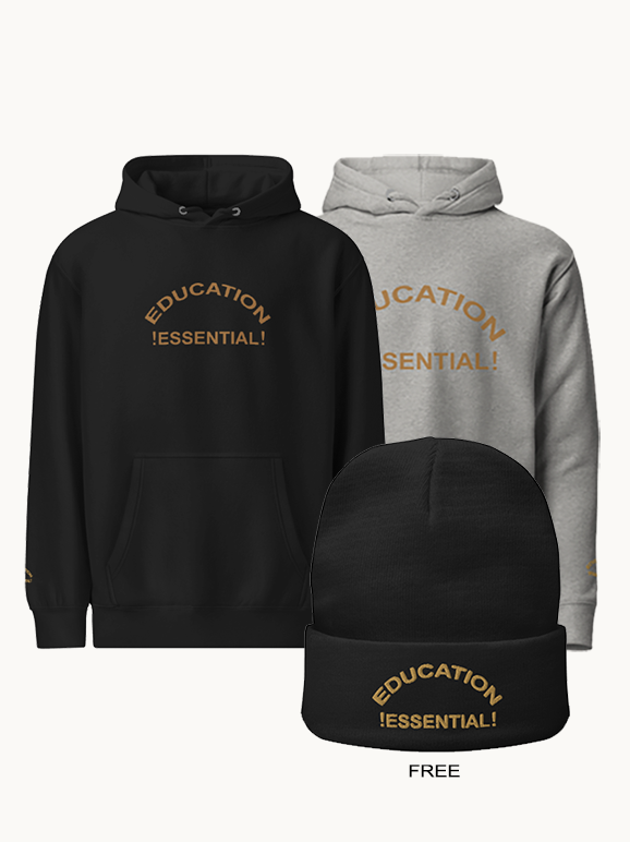Education Essential Embroidered Unisex Hoodie + Free Beanie