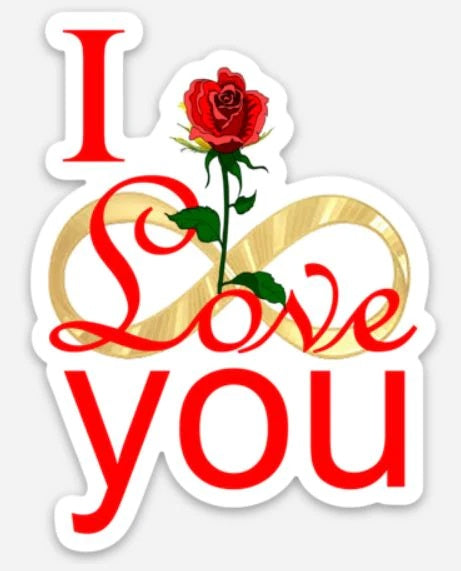V-Day Infinity Love Red Rose Sticker