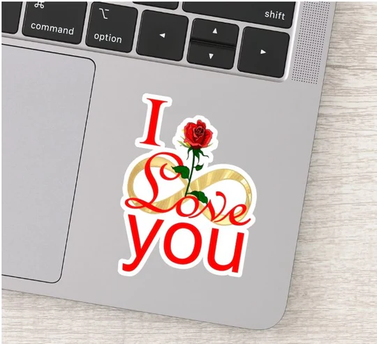 V-Day Infinity Love Red Rose Sticker