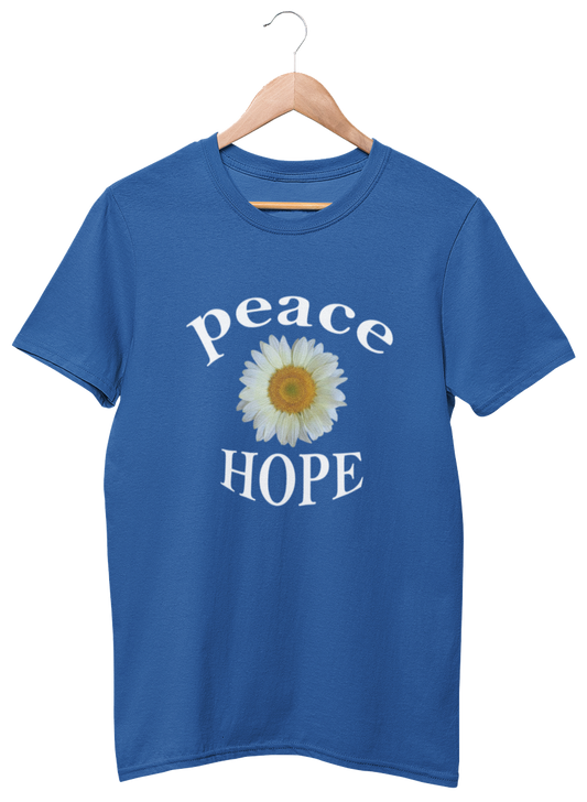 PEACE HOPE WHITE SUNFLOWER UNISEX TEE