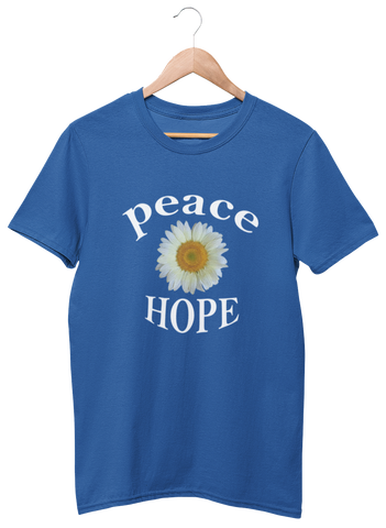 PEACE HOPE WHITE SUNFLOWER UNISEX TEE
