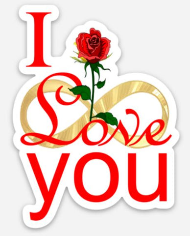 Infinity Love Red Rose Vinyl Sticker